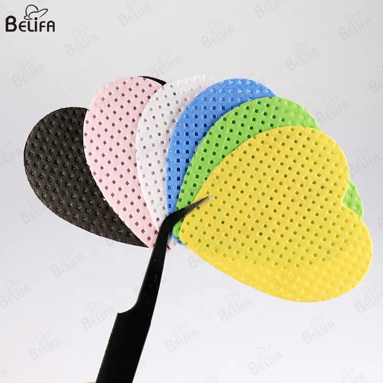 New arrived 200pcs Colored Heart Shape Eyelash Adhesive Nozzle Cleaning Wipes Lint Free Nail Remover Cotton Pad Cleaning Wipes