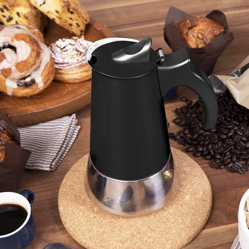 Customized Stainless Steel Double Valve Stovetop Espresso Italian Coffee Maker Moka Pot