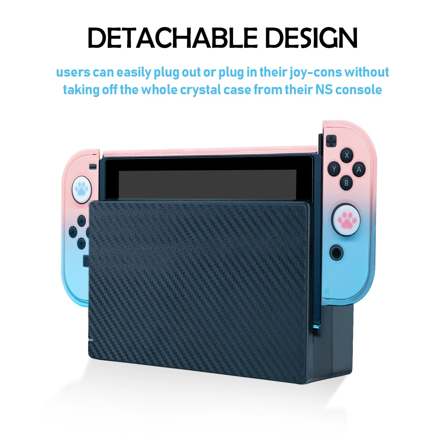  OEM Project Design Dockable Protective Case Shell with for Joy-con Faceplate and Thumb Nintendo Switch Pink/Blue