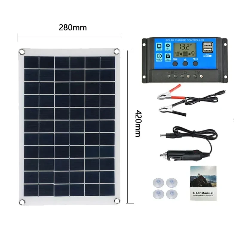 100W Flexible Solar Panel 12V Battery Charger Dual USB With 10-100A Controller Solar Cells Power Bank for Phone Car Yacht RV