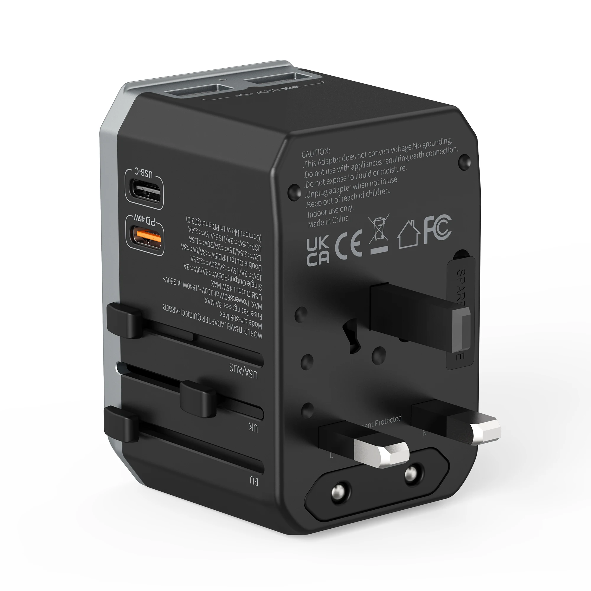 Wontravel Business Gift Item Electronic Product 45W Output Multi Port Quick Charger Wall Switch Socket