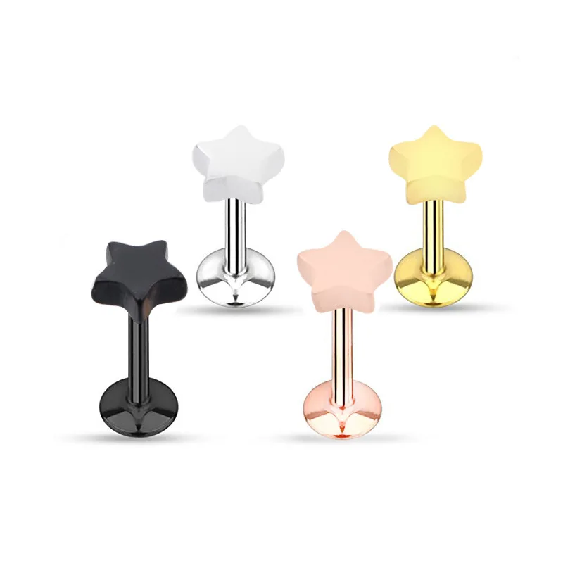 New Fashion 316L Stainless Steel star shape Lip Rings Helix Tragus Cartilage Ear Nose Studs Body Piercing for women girl
