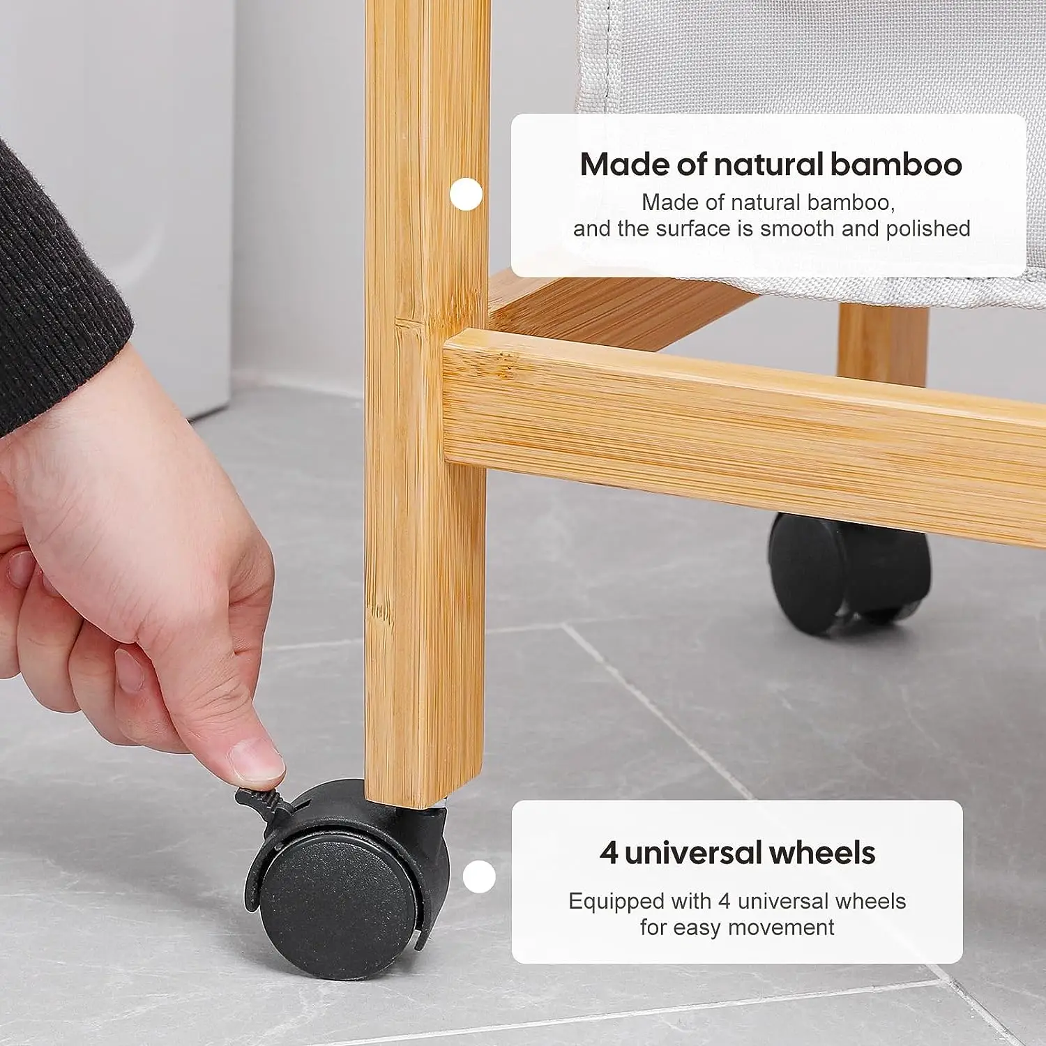 Hanging Rack Laundry Basket 2-in-1 Shelf Removable Bamboo Laundry Basket Laundry Hamper