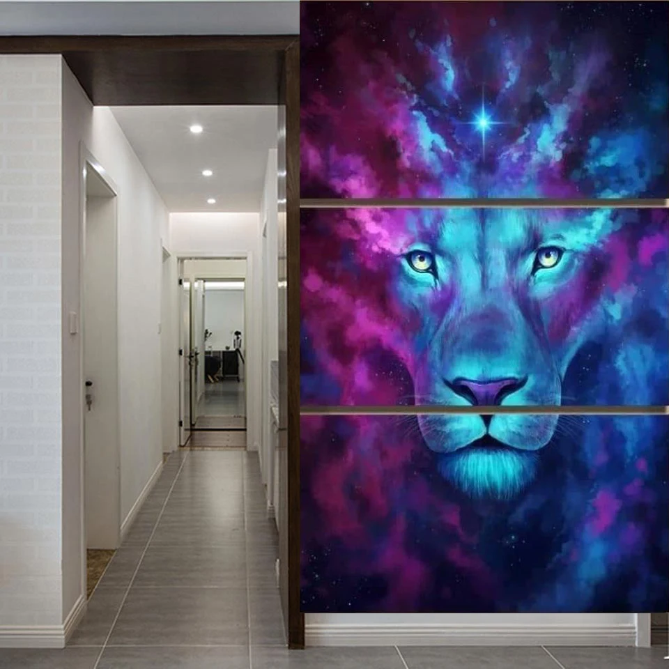 3 шт. Hd Картина Мечта абстрактный цвет Лев плакаты художественное украшение Настенная Картина на холсте