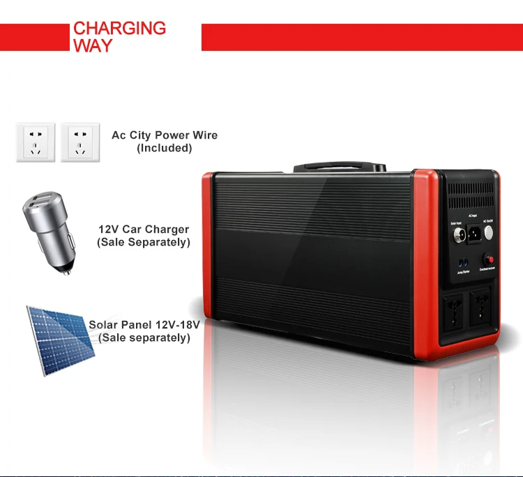 Solar energy storage system supply electric battery pack 600w portable power station 220V output
