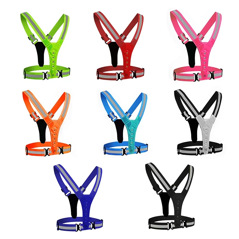 Дышащий Регулируемый светоотражающий жилет высокой видимости со светодиодной подсветкой, эластичный ремень для бега и спорта