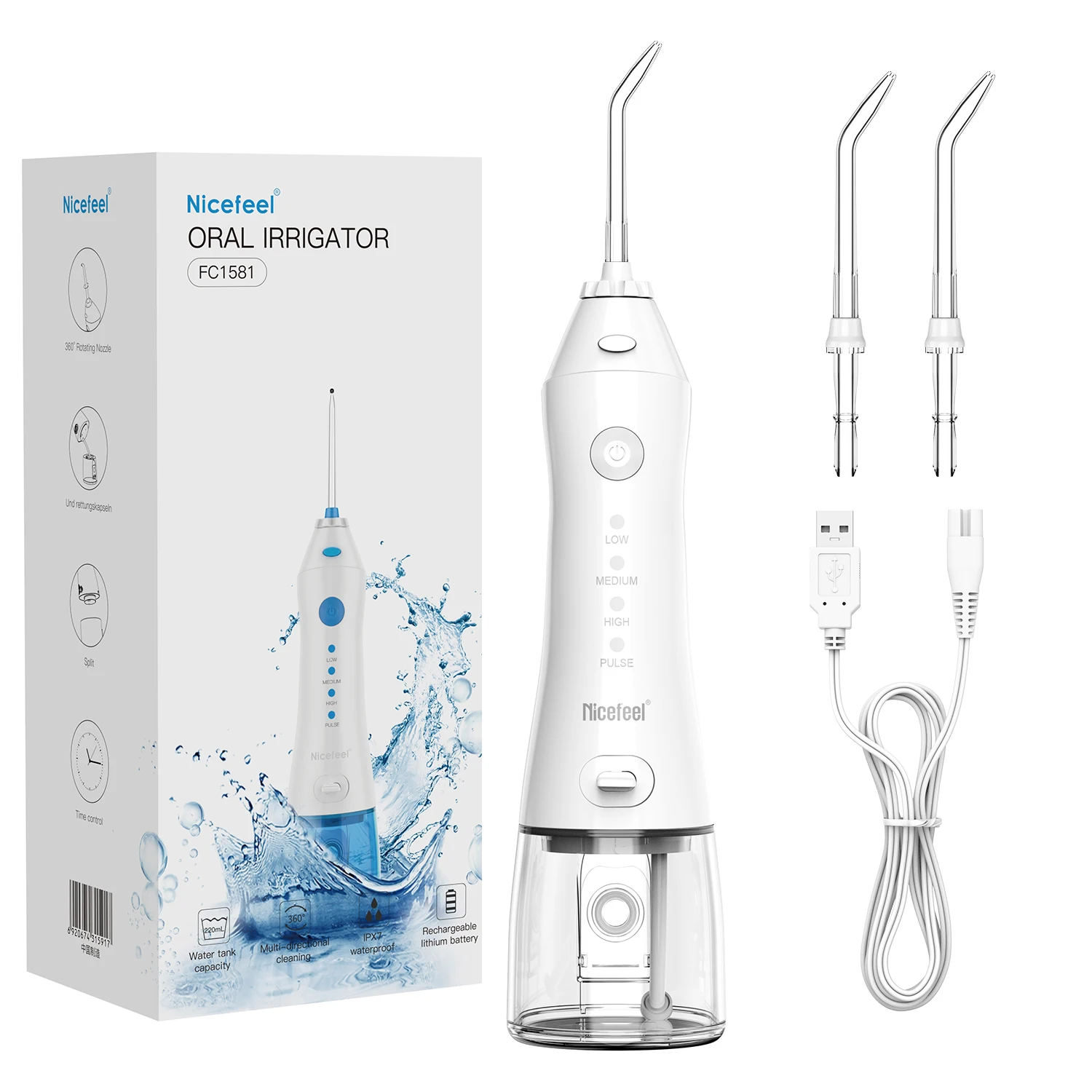 Перезаряжаемый беспроводной Стоматологический Ирригатор 300 мл, 4 режима
