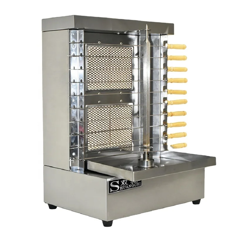 Commercial 2 Burners Gas Shawarma Machine Chicken Automatic Rotating Doner Kebab Machine Chicken Shawarma Grill Machine