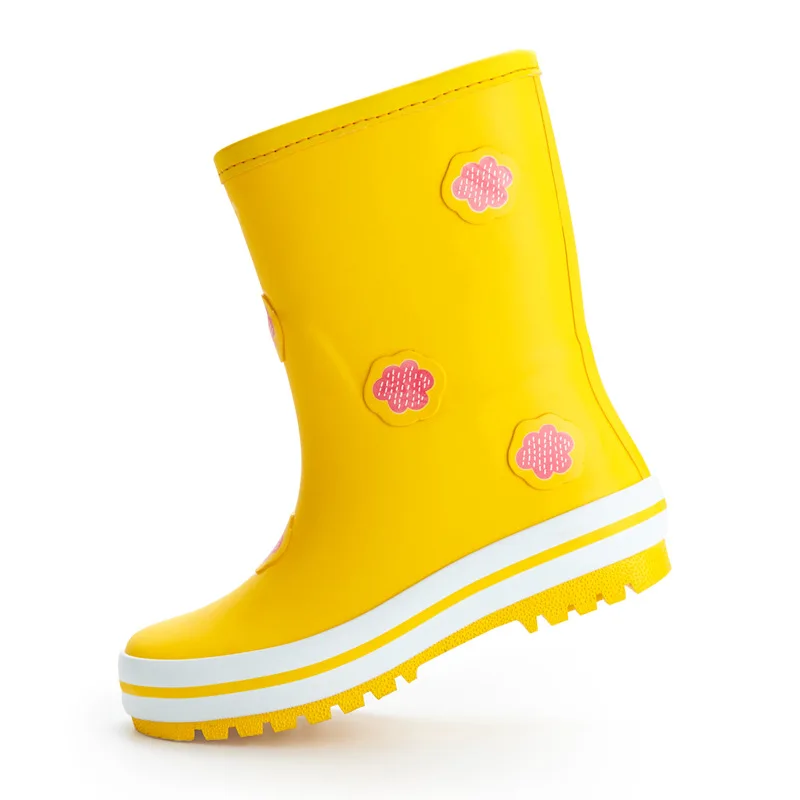 
2021 New Design Cute Animal Label Pvc Rainboots With Yellow Color For Kids 