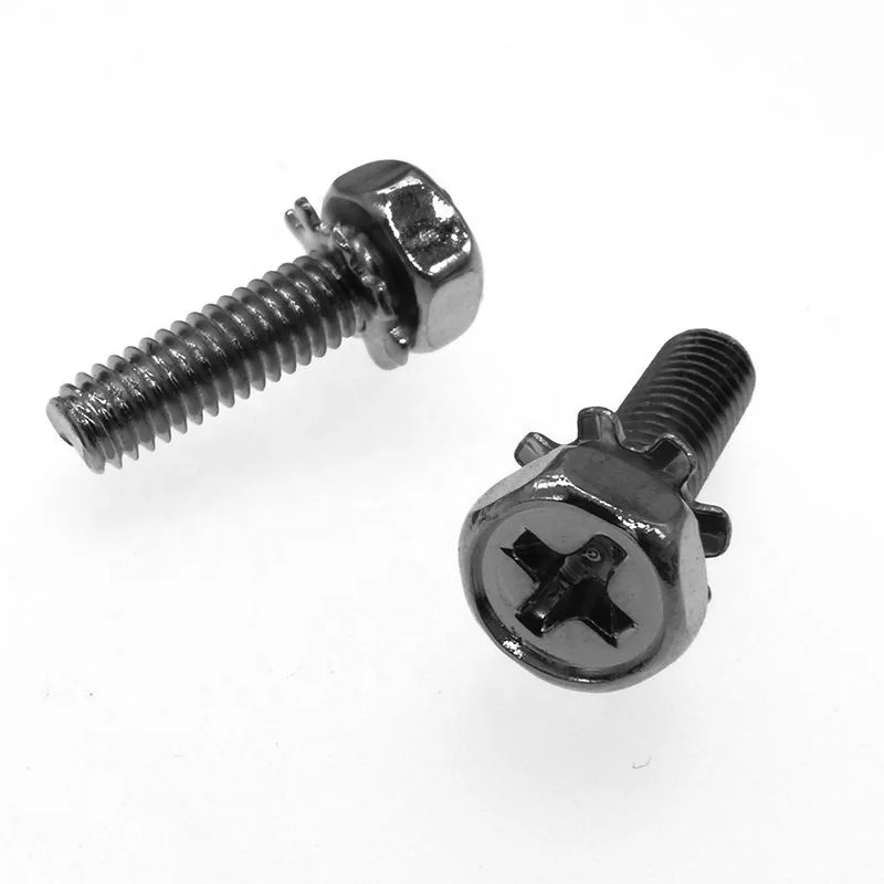 KINGTOWER Customization Fastener Terminal Block Screw With Washer Cross Slotted Pan Head Combination Screw
