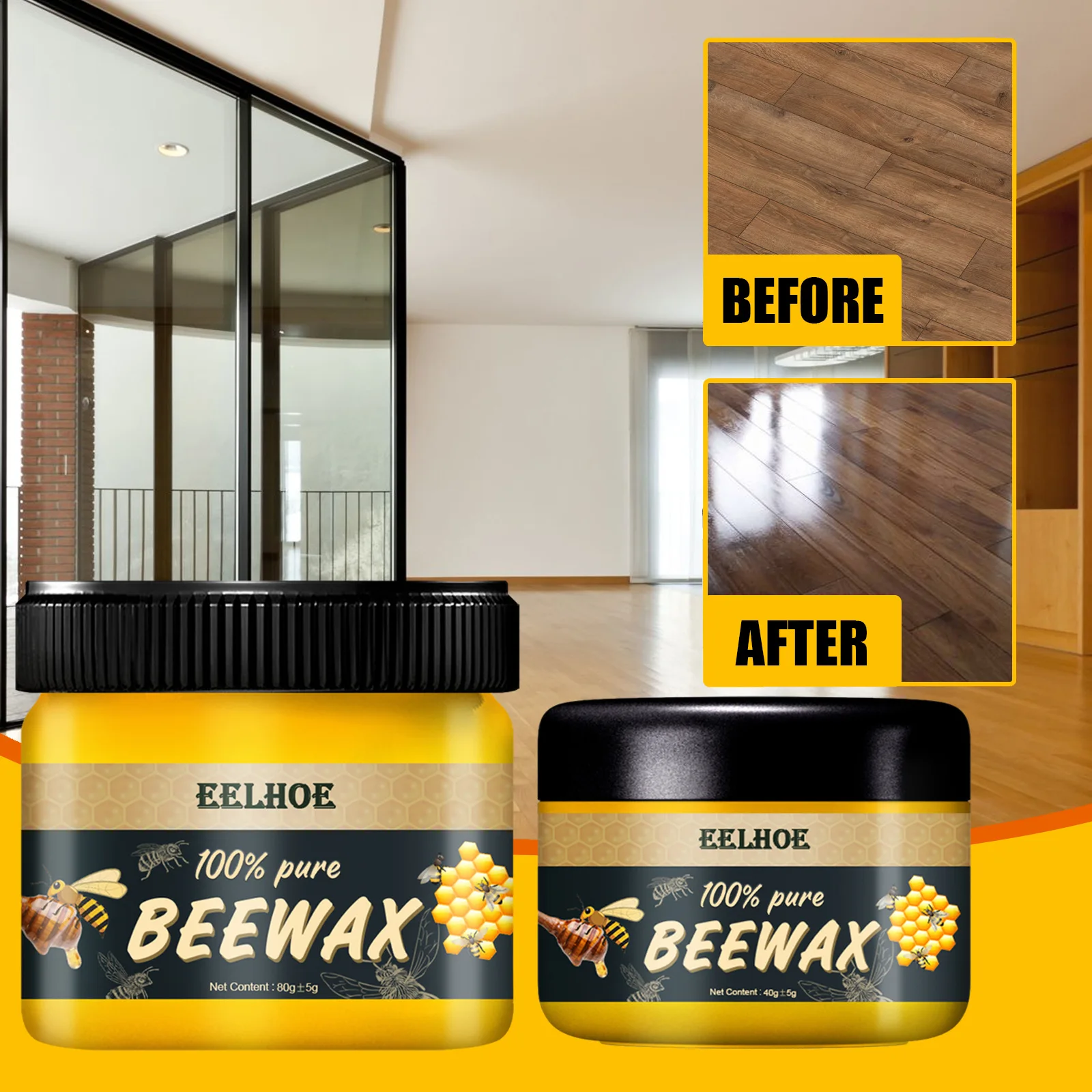 Natural beeswax furniture care polishing waterproof anti-cracking brightening Wood floor maintenance beeswax
