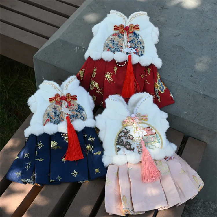 Традиционная китайская юбка Hanfu для домашних животных роскошное платье собак дизайнерское зимнее пальто высокого качества