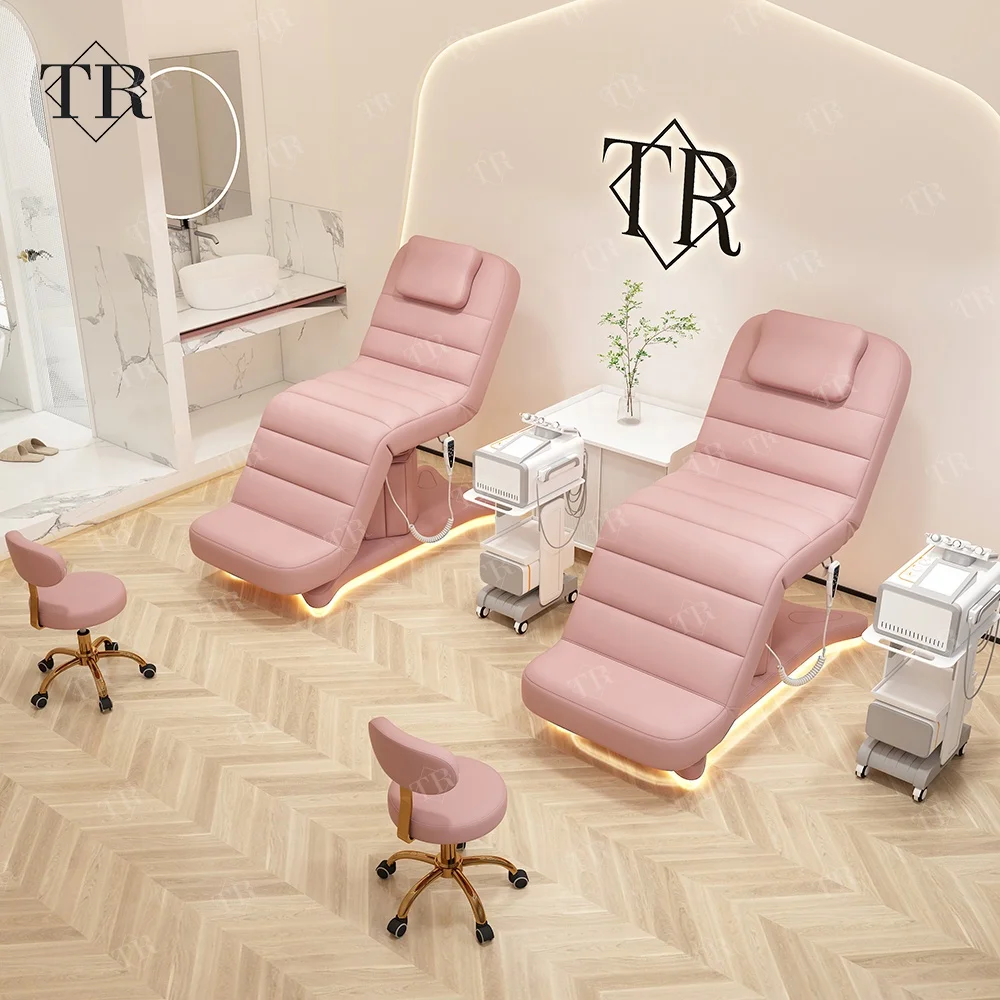 Turri Salon Furniture Cosmetic Bed Beauty Spa Massage Table Facial Chair Bed Electric Foldable Orange LED Modern Customizable