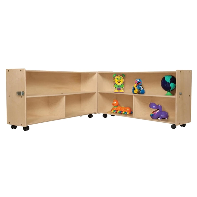 Wooden Kids Bookcase Toys Organizer Arts Crafts Supplies Storage Unit Classroom Storage Cabinet with Casters