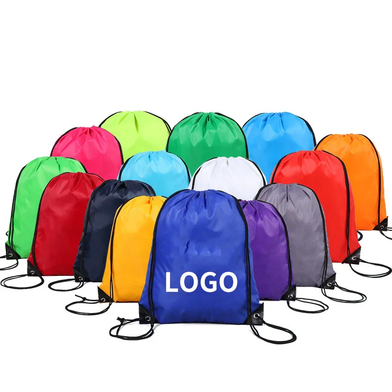 LX146 Wholesale Custom 210D Polyester Draw String Shoulder Bag Print Logo Waterproof Outdoor Sports Drawstring Backpack Bag