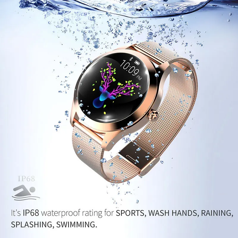 
KW10 Smart Watch Women 2019 IP68 Waterproof Heart Rate Monitoring Blue tooth For Android IOS Fitness Bracelet Smartwatch 