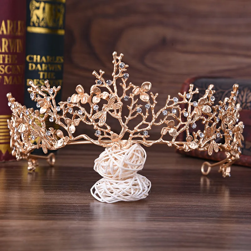 ZHG1045 Wholesale Fashion Gold Princess Crown Women Dragonfly Crowns Wedding Crown And Tiara