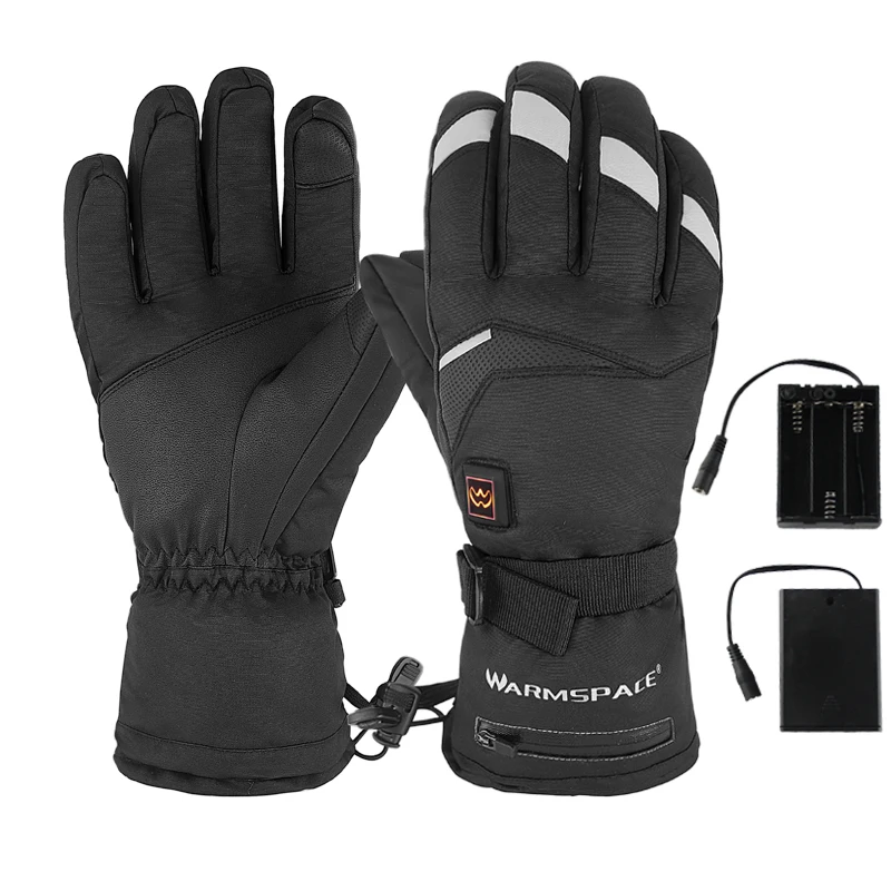 Electric Heating Gloves For Skiing Full Finger Back Of Hand Heating Waterproof Warm Motorcycle Gloves Windproof Electric Heat