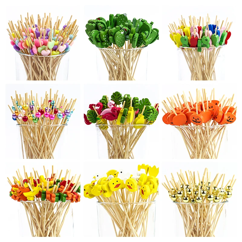 EVEN Hot biodegradable fruit picks bamboo picks decorative christmas picks for fruits and party use