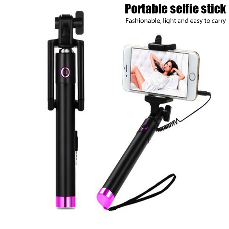 Ningbo E-reise Mini Selfie Stick Portable Extendable Monopod Self-Pole Handheld Wired Selfie Stick For iPhone for Smartphone