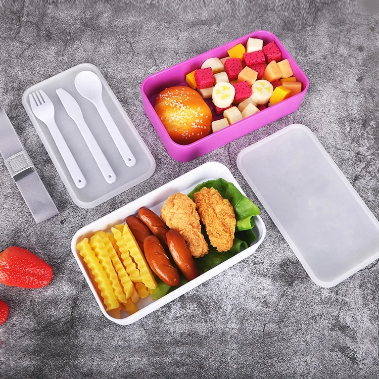 Ecofriendly 2 Layer Lunch Bento  Plastic Lunch Box For Office