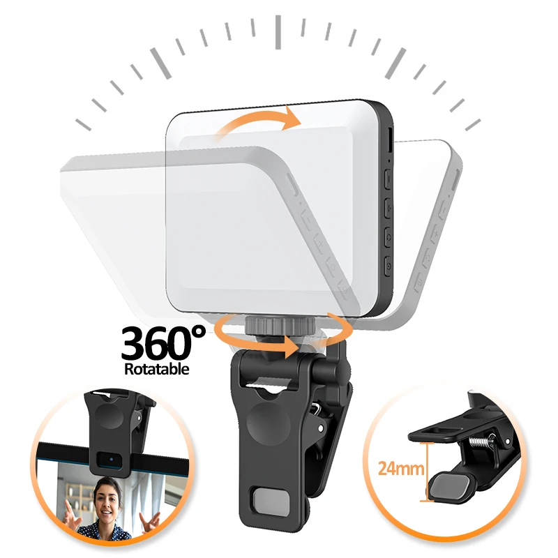 Ultra-Bright Rechargeable Selfie Ring Light Clip-On Light with 80 LEDs for Taking Video