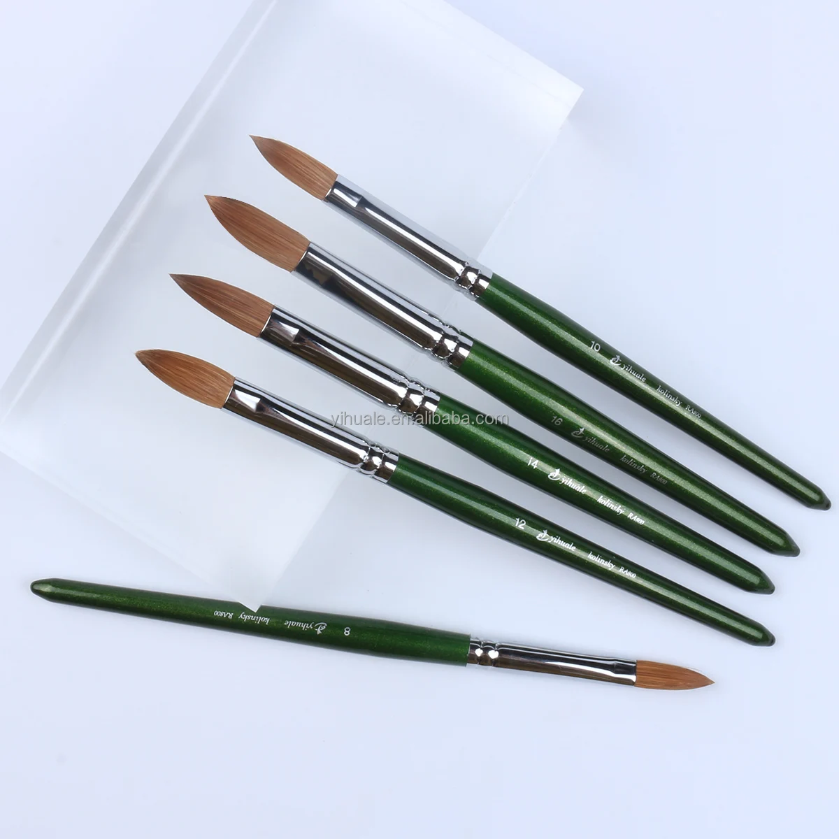 USA Acrylic Nail Brush 100% Pure Kolinsky Hair acrylic brush New Teal Wood Handle with Silver Ferrule Oval Crimped Shaped