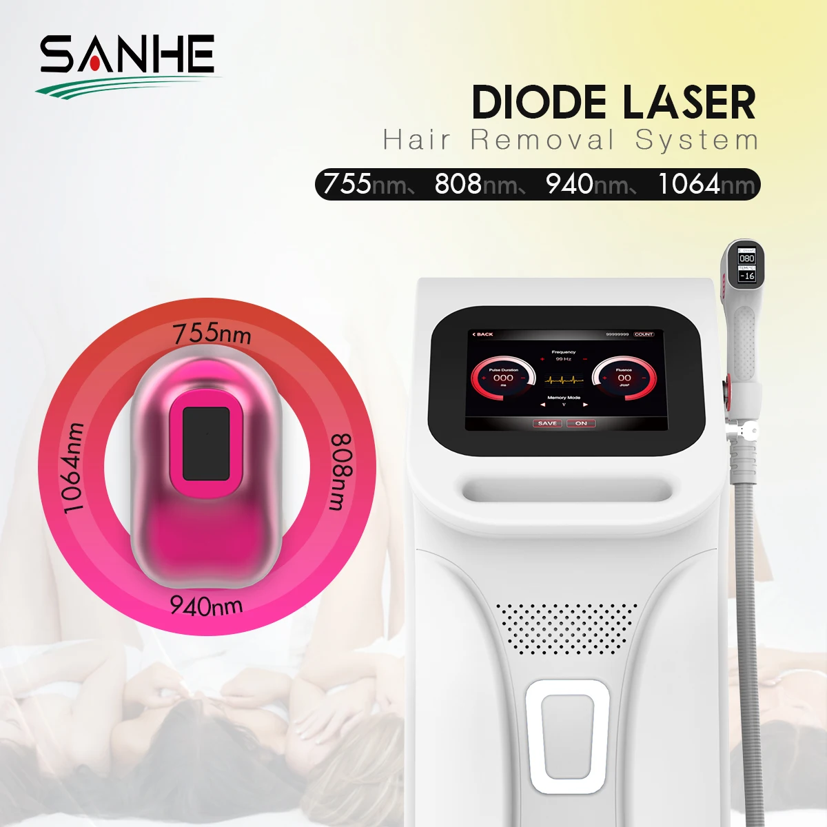 2000W High Power Handle 808 Diode Laser Hair Removal Machine With CE Approved
