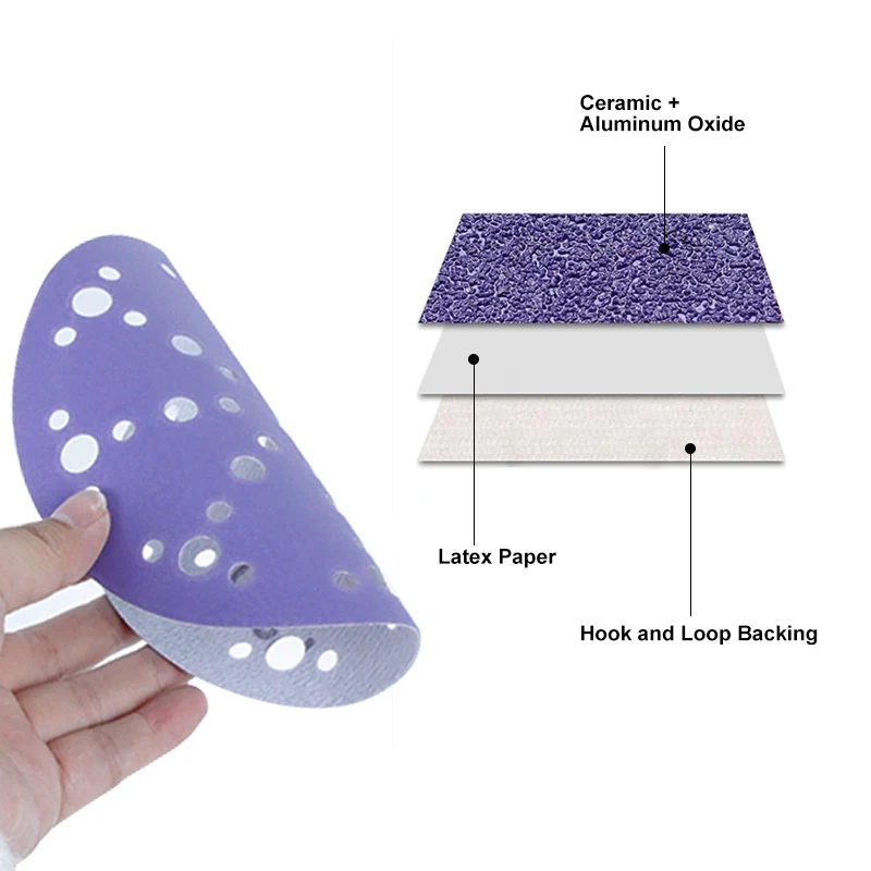 Factory Price Ceramic Aluminium Oxide Sanding Disc 150mm 119 Holes Dust-free Sanding Discs Autobody Sanding Abrasive Tool