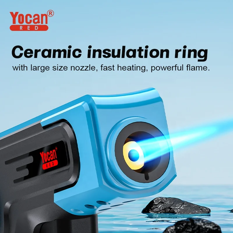 Yocan Red Adjustable Flame Jet Flame Refillable Gas Lighter Windproof Mini Butane Torch Lighter