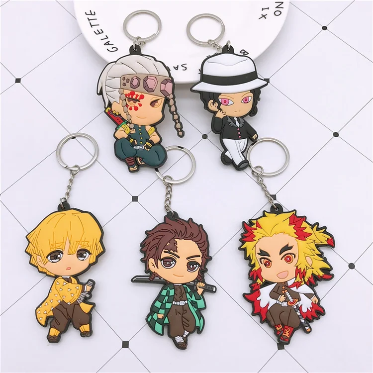 High quality custom soft rubber PVC 2D anime demon slayer keychain