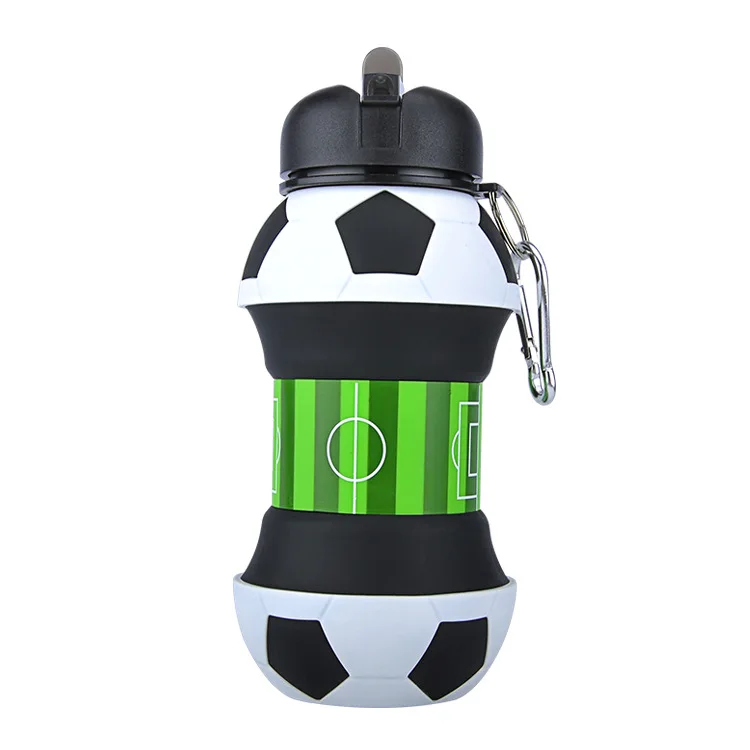 2021 amazon top seller portable football shape collapsible silicone sports water bottles with custom logo