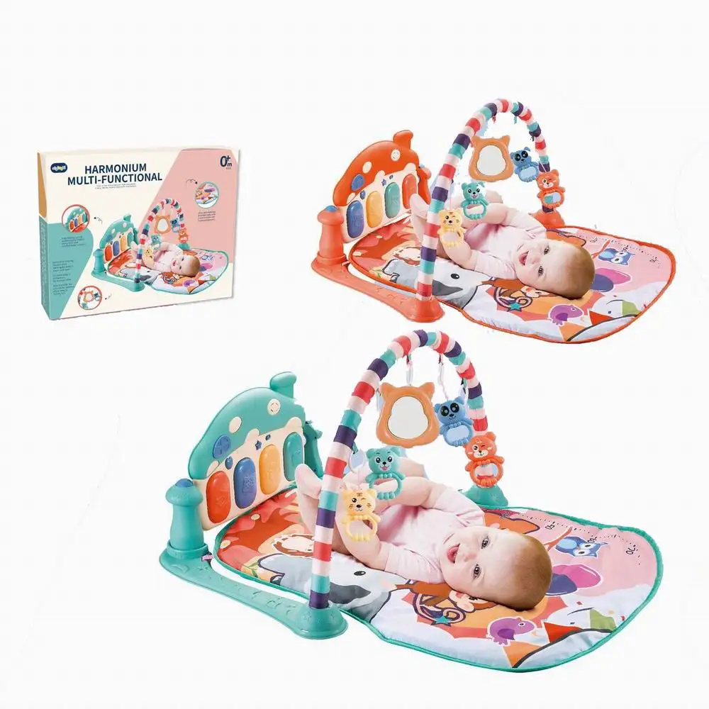 #Wholesale New born Infant Sleep Toys Foldable Soft Cotton Activity Gym with Musical Piano Toy Keyboard Baby Crawl Play Mat