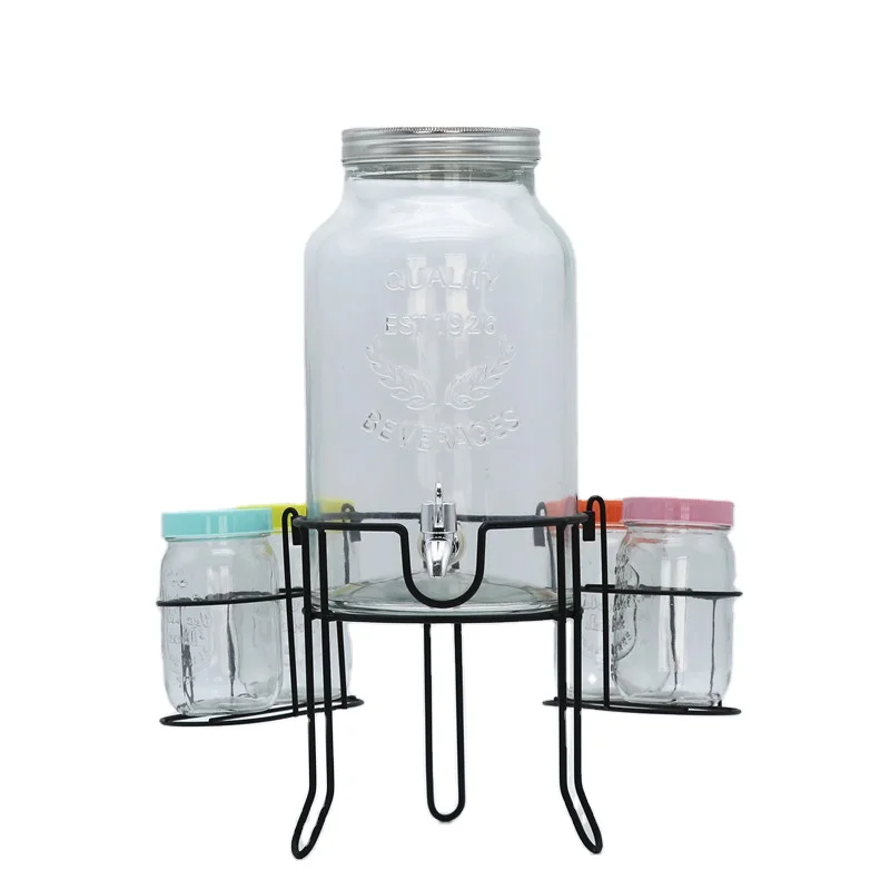 4 Liter Clear Glass Bottle Pump Dispenser in Metal Stand 4 Liter Clear Glass Syrup Dispenser