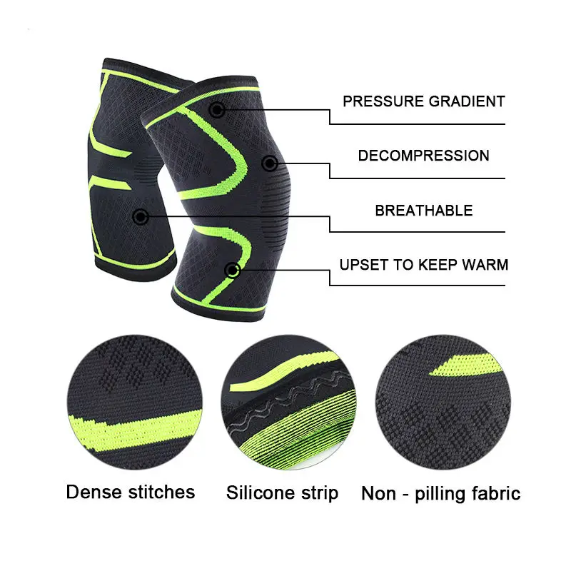 High Quality Custom Knee Brace Wrap Around For Sports Non-Slip Elastic Compression Weightlifting Support Knee Sleeve Brace