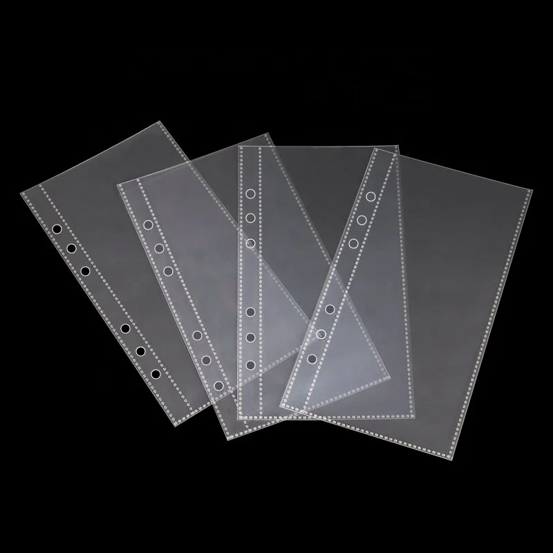 A6 6 ring binder ultra-clear business card sleeves double-sided 3 pocket photo pages side loading planner pp sleeve refill pages