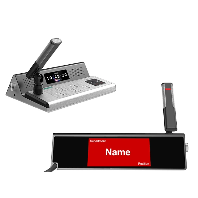 Priority wireless table microphone with voting for meeting room network desktop conference audio mic system