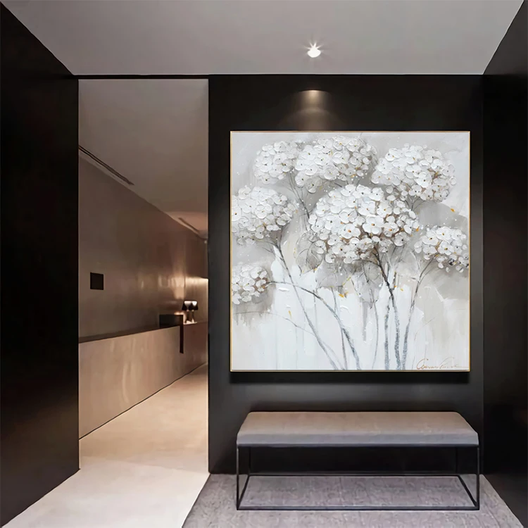 Handpainted Acrylic Modern Flower Design Canvas Painting Wall Decoration Art