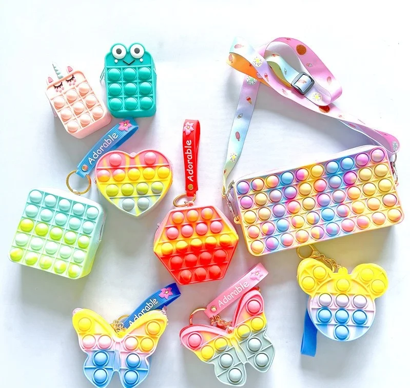 Silicone Stress Reliever Push Pop Fidget Toy, Squeeze Sensory Toy for Kids and Adults