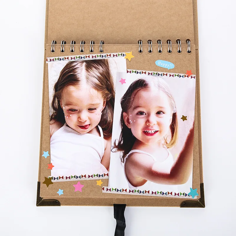 New Black 8 Inch DIY Photo Album 30 sheets Metal Retro Corner Kraft Paper Brown Photo Album Photo Scrapbook Handmade Gift Album