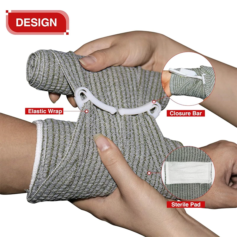 Trauma Wound Dressing Medical Compression Israeli Emergency Hemostatic Bandage 4 Inch