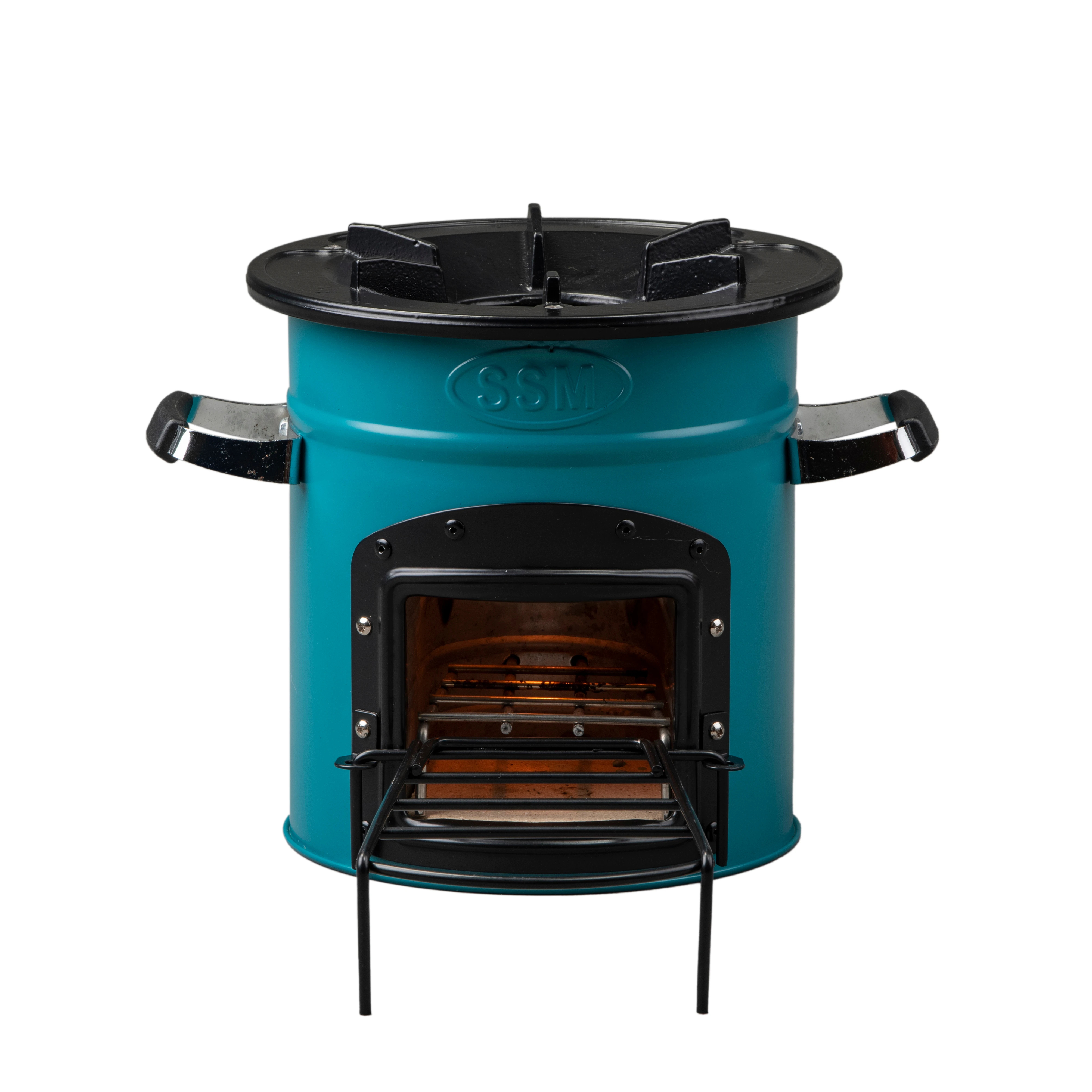 Classic cast iron top 26cm secure single door camping wood burning stove