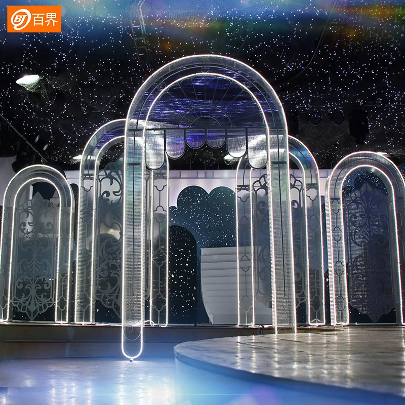 Factory direct sale new wrought iron wedding props white Arara castle arch