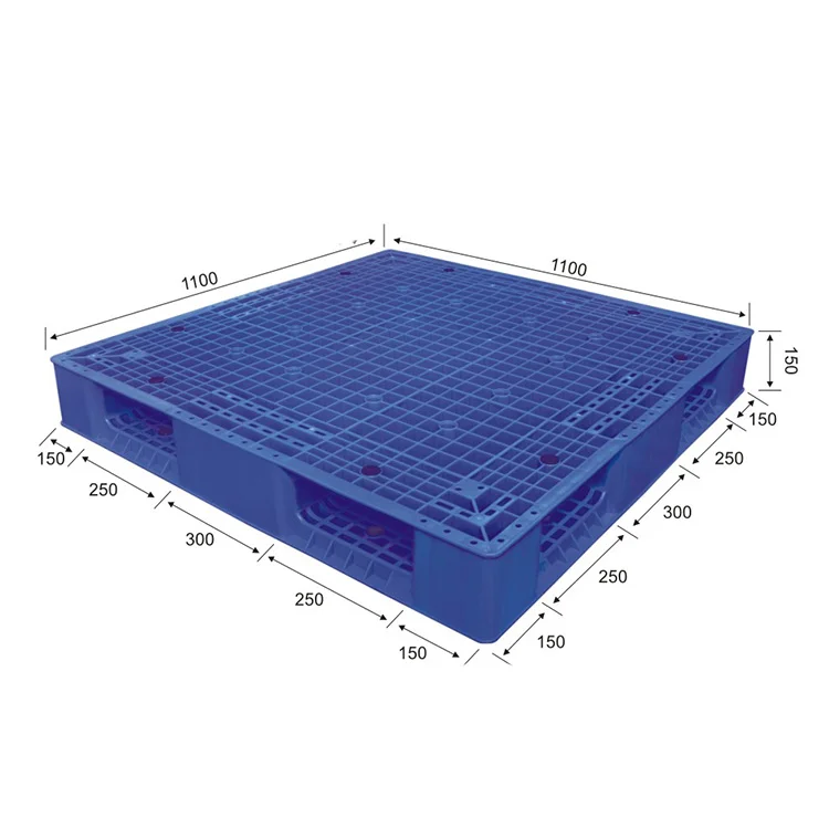 Anti-slip surface 3 skids 4 way entry plastic pallet TK1210W  large stackable double sides plastic pallet