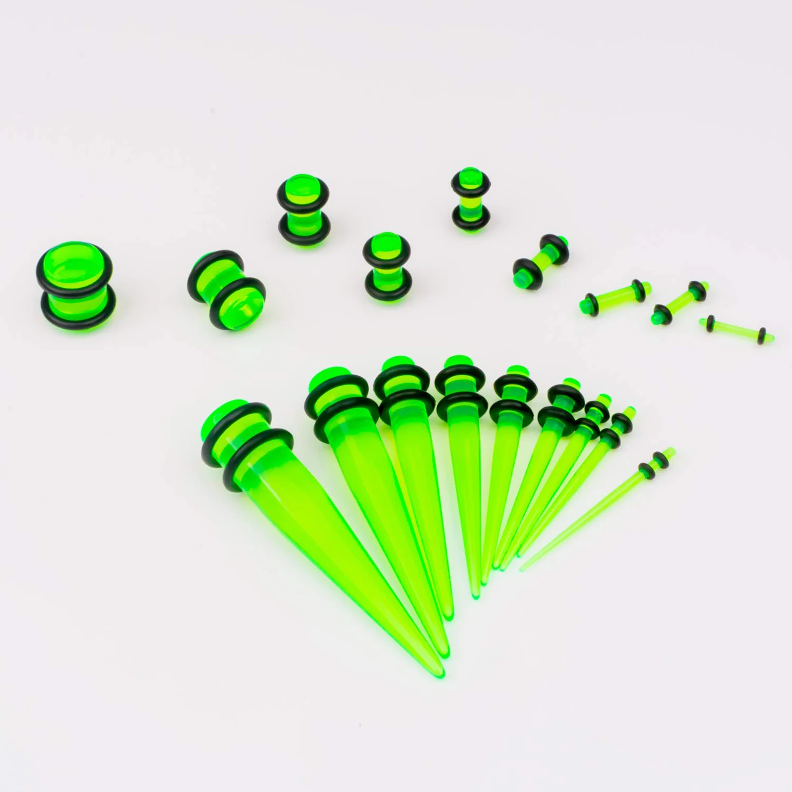 NUORO 50Pcs/set 14G-00G Acrylic Tapers And Plugs Silicone Tunnels Ear Gauges Expander Set Ear Stretching Kit