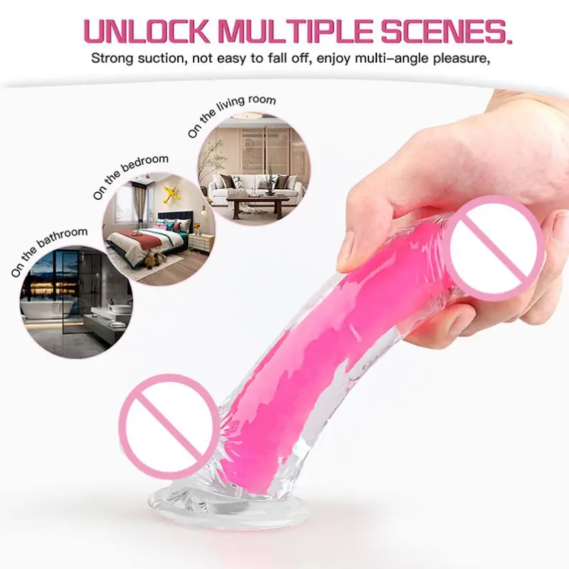 Thick Couple Erotic Sex Anal Adult Toys Luminous Dildo Vagina Simulation Realistic Penis For Women with Suction Cup