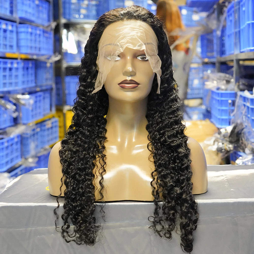 Бесплатные образцы парик с выравненной кутикулой и глубокой волной швейная машина для фронтальных поставщиков шнурков Швейцарский из человеческих