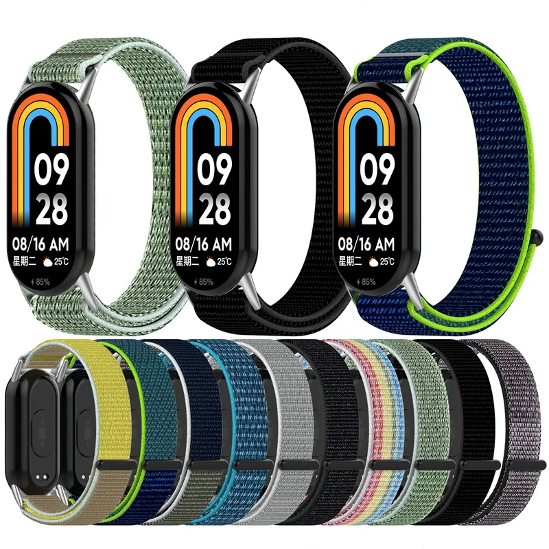 Nylon Loop Strap for Xiaomi Band 8/8 NFC Adjustable Elastic Bracelet Watchband for Mi Band 8 Band Accessories