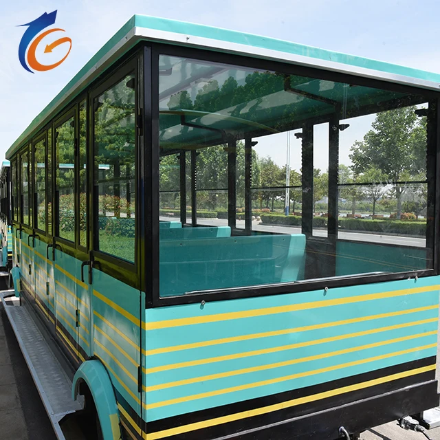 Fuel powered sightseeing trains and trackless train amusement equipment produced by Chinese manufacturers for tourist attraction