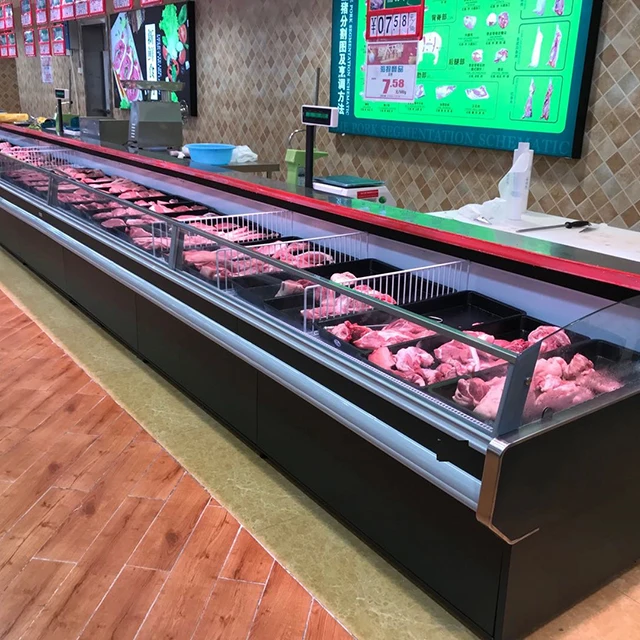 Коммерческая открытая передняя витрина для мяса Topcool с дистанционным управлением холодильное оборудование мясника демонстрационный счетчик морепродуктов